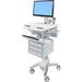 Ergotron StyleView Cart with LCD Pivot, 9 Drawers - Up to 24" Screen Support - 37 lb Load Capacity - 50.5" Height x 17.5" Width x 31" Depth - Floor Stand - Aluminum - White, Gray