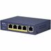 Amer 5 Gigabit Desktop Switch with 4 x PoE 802.3at Plus 1 x GIG Uplink - 5 Ports - Gigabit Ethernet - 10/100/1000Base-T - 2 Layer Supported - AC Adapter - Twisted Pair - Desktop, Wall Mountable, Under Table - 3 Year Limited Warranty