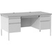 Lorell Grey Double Pedestal Steel/Laminate Desk - 30" Height x 29.5" Width x 60" Depth - Gray, Laminated - Steel