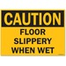U.S. Stamp & Sign OSHA Slippery When Wet Sign - 1 Each - Caution Slippery When Wet Print/Message - 14" (355.60 mm) Width x 10" (254 mm) Height x 60 mil (1.52 mm) Depth - Rectangular Shape - UV Resistant, Abrasion Resistant, Moisture Resistant, Chemical Resistant - Styrene - Black, Yellow