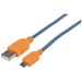 Manhattan Hi-Speed USB 2.0 A Male to Micro-B Male Braided Cable, 1 m (3 ft.), Blue/Orange - USB for Smartphone, Tablet, Cellular Phone - 60 MB/s - 1 x Type A Male USB - 1 x Micro Type B Male USB - Gold Plated Contact - Shielding