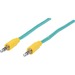 Manhattan 3.5mm Stereo Male to Male Braided Audio Cable, 1.8 m (6 ft), Teal/Yellow - Mini-phone for Audio Device, Speaker, Cellular Phone, Smartphone, Tablet - 6 ft - 1 x Mini-phone Male Stereo Audio - 1 x Mini-phone Male Stereo Audio - Teal, Yellow