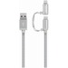 Kanex Lightning/Micro-USB Data Transfer Cable - 4 ft Lightning/Micro-USB Data Transfer Cable for iPhone, iPad, iPod - First End: 1 x Micro USB - Second End: 1 x Lightning - MFI - Silver