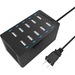 Sabrent 60 Watt (12 Amp) 10-Port Desktop USB Rapid Charger - 60 W - 120 V AC, 230 V AC Input - 5 V DC/12 A Output