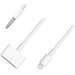 4XEM 30 Pin to 8 Pin Audio Adapter - Apple Dock Connector/Lightning/Mini-phone Audio/Data Transfer Cable for iPhone, iPod, iPad - First End: 1 x 30-pin Apple Dock - Female - Second End: 1 x 8-pin Lightning - Male, 1 x Mini-phone Audio - Male - White
