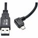 Eaton Tripp Lite Series Dedicated Reversible USB Charging Cable (Reversible A to Right-Angle 5-Pin Micro B) Black, 3 ft. (0.91 m) - For Tablet PC, Smartphone, Mobile Device - 5 V DC Voltage Rating - Black"