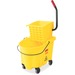 Rubbermaid Commercial Wave Brake Side Press Mop Bucket - 26 quart - 16.8" x 15.6" x 18.6" - Tubular Steel, Plastic - Yellow - 1 Each