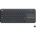 Logitech K400 Plus Touchpad Wireless Keyboard - Wireless Connectivity - USB Interface Mute, Volume Up, Volume Down Hot Key(s) - English, French - QWERTY Layout - Smart TV, Computer - TouchPad - Black