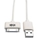 Tripp Lite 3ft USB/Sync Charge Cable 30-Pin Dock Connector for Apple White 3' - 3 ft Apple Dock Connector/USB Data Transfer Cable for iPhone, iPod, iPad, Chromebook - First End: 1 x USB Type A - Male - Second End: 1 x Apple Dock - Male - MFI - White