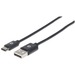 Manhattan Hi-Speed USB 2.0 A Male to C Male Device Cable, 3 ft, Black - USB for Desktop Computer, Notebook, Hub - 60 MB/s - 3 ft - 1 x Type C Male USB - 1 x Type A Male USB - Nickel Plated Contact - Shielding - Black