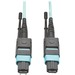 Eaton Tripp Lite Series 40G MTP/MPO Multimode OM3 Plenum-Rated Fiber Optic Cable (M/F), 12 Fiber, 40GBASE-SR4, Aqua, 5 m - 16.40 ft Fiber Optic Network Cable for Network Device - First End: 1 x MTP Network - Male - Second End: 1 x MPO Network - Female - 4