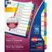 Avery Ready Index Customizable Table of Contents Dividersfor Laser and Inkjet Printers, 10 tabs, 1 set - 10 x Divider(s) - 1-10 - 10 Tab(s)/Set - 8.50" Divider Width x 11" Divider Length - 3 Hole Punched - White Paper Divider - Multicolor Paper Tab(s) - Recycled - 10 / Set