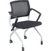 Lorell Mesh Back Training Chairs - Plywood, Foam, Fabric Seat - Mesh Fabric Back - Plastic, Metal Frame - Black - 2 / Carton