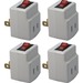 QVS 4-Pack Single-Port Power Adaptor with Lighted On/Off Switch - 1 x 2P Plug - 1 x 2P Receptacle - 125 V AC / 15 A - Gray