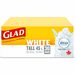 Glad Easy-Tie Tall White Kitchen Catchers Bags - 42.50 L Capacity - 23.50" (596.90 mm) Width x 27.50" (698.50 mm) Length - White - 30/Box - Kitchen, Garbage, Office, Bathroom, Bedroom