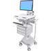 Ergotron StyleView Cart with LCD Pivot, LiFe Powered, 3 Drawers (1x3) - Up to 24" Screen Support - 33 lb Load Capacity - Floor - Plastic, Aluminum, Zinc-plated Steel
