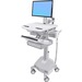 Ergotron StyleView Cart with LCD Pivot, LiFe Powered, 2 Drawers (2x1) - Up to 24" Screen Support - 33 lb Load Capacity - Floor - Plastic, Aluminum, Zinc-plated Steel