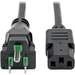 Eaton Tripp Lite Series Hospital-Grade Power Cord, NEMA 5-15P to C13 - Green Dot, 10A, 125V, 18 AWG, 10 ft. (3.05 m), Black - For Computer, Scanner, Printer, Monitor - 120 V AC Voltage Rating - 10 A Current Rating - Black"