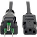 Eaton Tripp Lite Series Hospital-Grade Power Cord, NEMA 5-15P to C13 - Green Dot, 10A, 125V, 18 AWG, 15 ft. (4.57 m), Black - For Computer, Scanner, Printer, Monitor - 120 V AC Voltage Rating - 10 A Current Rating - Black