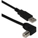QVS 4ft USB 2.0 High-Speed Type A Male to B Right Angle Male Cable - 4 ft USB Data Transfer Cable for Hub, Printer, Scanner, Portable Hard Drive - First End: 1 x USB 2.0 Type A - Male - Second End: 1 x USB 2.0 Type B - Male - Black