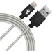 Patriot Memory Charge and Sync Lightning Woven Cable - 3.3 ft - 3.30 ft Lightning/USB Data Transfer/Power Cable for iPhone, iPod, iPad - First End: 1 x USB Type A - Male - Second End: 1 x Lightning - Male - MFI - Silver