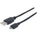 Manhattan Hi-Speed USB 2.0 A Male to Micro-B Male Device Cable, 10 ft, Black - USB - 60 MB/s - 10 ft - 1 x Type A Male USB - 1 x Micro Type B Male USB - Nickel Plated Connector - Shielding - Black