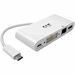 Eaton Tripp Lite Series USB-C Multiport Adapter, DVI, USB 3.x (5Gbps) Hub Port, Gbe and PD Charging, White - for Notebook/Tablet PC/Desktop PC - USB Type C - 2 x USB Ports - 2 x USB 3.0 - Network (RJ-45) - DVI - Wired