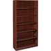 Lorell Mahogany Laminate Bookcase - 72" Height x 36" Width x 12" Depth - Sturdy, Adjustable Feet, Adjustable Shelf - Laminate - 1 Each