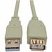 Eaton Tripp Lite Series USB 2.0 Extension Cable (A M/F), Beige, 6 ft. (1.83 m) - USB - 60 MB/s - Extension Cable - 5.91 ft - 1 x Type A Male USB - 1 x Type A Female USB - Gold-plated Contacts, Gold Plated - Shielding - Beige