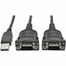 Eaton Tripp Lite Series 2-Port USB to DB9 Serial FTDI Adapter Cable with COM Retention (M/M), 6 ft. (1.83 m) - 6 ft DB-9/USB Data Transfer Cable for PDA, Notebook, Tablet, Modem, Digital Camera - First End: 1 x USB Type A - Male - Second End: 2 x 9-pin DB