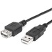Rocstor Premium 6 ft USB 2.0 Extension Cable A Male to A Female - M/F - USB - 6 ft - 1 Pack - 1 x Type A Male - 1 x Type A Female -Black - USB A MALE TO A FEMALE CABLE - 6 ft USB Data Transfer Cable for Digital Camera, Scanner, Printer, Hard Drive, Networ