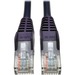 Tripp Lite 3ft Cat5 Cat5e Snagless Molded Patch Cable UTP Purple RJ45 M/M 3' - Category 5e for Network Device, Router, Switch, Printer, Server - 128 MB/s - Patch Cable - 2.95 ft - 1 x RJ-45 Male Network - 1 x RJ-45 Male Network - Gold-plated Contacts - Pu