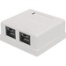 Intellinet Network Solutions Cat5e UTP Mount Box, 2 Port, Locking Function, White - Supports 22 to 26 AWG Stranded and Solid Wire