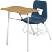 Lorell Student Chair/Desk Combo Desks - Medium Oak Rectangle, High Pressure Laminate (HPL) Top - Four Leg Base - 4 Legs - 24" Table Top Width x 18" Table Top Depth - 31" Height - Navy - Polypropylene - 2 / Carton