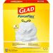 Glad ForceFlex Tall Kitchen Drawstring Trash Bags - 13 gal - 9 mil (229 Micron) Thickness - White - Plastic - 120/Box - Home, Day Care, Breakroom, Garbage, Kitchen