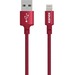 Kanex Premium DuraBraid Lightning Cable - 6.60 ft Lightning/USB Data Transfer Cable for iPod, iPad, iPhone, Magic Keyboard, Magic Mouse 2, Magic Trackpad 2, AirPods - First End: 1 x USB Type A - Male - Second End: 1 x Lightning - Male - MFI - Red