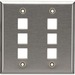 Black Box Keystone Wallplate - Stainless Steel, Double-Gang, 6-Port - 6 x Total Number of Socket(s) - 2-gang - Stainless Steel - TAA Compliant