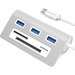 Sabrent 3 Port Aluminum USB 3.0 Hub with Multi-In-1 Card Reader (12" Cable) - USB - External - 3 USB Port(s) - 3 USB 3.0 Port(s) - PC, Mac, Linux
