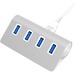 Sabrent 4 Port Aluminum USB 3.0 Hub (30" Cable) | Silver - USB - External - 4 USB Port(s) - 4 USB 3.0 Port(s) - PC, Mac, Linux