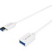 Sabrent 22AWG USB 3.0 Extension Cable - A-Male to A-Female [White] 6 Feet - 6 ft USB Data Transfer Cable for Computer, Tablet, USB Hub, Printer, Portable Hard Drive, Mouse, Keyboard, Flash Drive - First End: 1 x USB 3.0 Type A - Male - Second End: 1 x USB