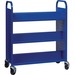 Lorell Double-sided Book Cart - 6 Shelf - Round Handle - 5" (127 mm) Caster Size - Steel - x 38" Width x 18" Depth x 46.3" Height - Blue - 1 Each
