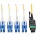 Eaton Tripp Lite Series MTP/MPO (APC) to 4xLC (UPC) Singlemode Breakout Patch Cable, 40/100 GbE, QSFP+ 40GBASE-PLR4, Plenum, Yellow, 1 m (3.3 ft.) - Fiber Optic for Network Device, Switch, Hub, Router - 12.50 GB/s - Patch Cable - 3.30 ft - 1 x MTP/MPO Fem