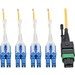 Eaton Tripp Lite Series MTP/MPO (APC) to 4xLC (UPC) Singlemode Breakout Patch Cable, 40/100 GbE, QSFP+ 40GBASE-PLR4, Plenum, Yellow, 3 m (10 ft.) - Fiber Optic for Network Device, Switch, Hub, Router - 12.50 GB/s - Patch Cable - 9.84 ft - 1 x MTP/MPO Fema