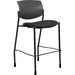 Lorell Advent Stool - Black Crepe Fabric Seat - Black Plastic Back - Powder Coated, Black Tubular Steel Frame - Four-legged Base - Black - 1 Each