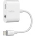 Belkin 3.5 mm Audio and Charge for iPhone and iPad Lightning Adapter - Lightning/Mini-phone Audio/Power/Data Transfer Cable for Headphone, Speaker, Microphone, Remote Control, Audio Device, iPhone, iPad, Notebook - First End: 1 x Mini-phone Audio - Female