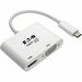 Eaton Tripp Lite Series USB-C Multiport Adapter (M/2xF) - 4K HDMI, VGA, White - for Notebook/Tablet PC/Desktop PC/Smartphone - USB Type C - HDMI - VGA - Thunderbolt - Wired