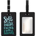 OTM Prints Series Luggage Tags - Leather, Faux Leather - Black