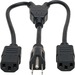 Eaton Tripp Lite Series Power Cord Splitter, C14 to 2xC13 PDU Style - 10A, 250V, 18 AWG, 18-in. (45.72 cm), Black - For Computer, PDU, Monitor, UPS, Printer, Amplifier, Scanner - 120 V AC / 10 A, 230 V AC - Black - North America