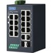 Advantech 16 + 2G Combo Port Entry Level Managed Switch Supporting Profinet, Extreme Temp - 16 Ports - Manageable - Fast Ethernet - 10/100/1000Base-TX - 2 Layer Supported - Modular - 2 SFP Slots - Twisted Pair, Optical Fiber - Wall Mountable, DIN Rail Mou