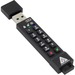 Apricon Aegis Secure Key 3NX: Software-Free 256-Bit AES XTS Encrypted USB 3.1 Flash Key with FIPS 140-2 level 3 validation, Onboard Keypad, and up to 25% Cooler Operating Temperatures. - 64 GB - USB 3.0 - Black - 256-bit AES - 3 Year Warranty - 1